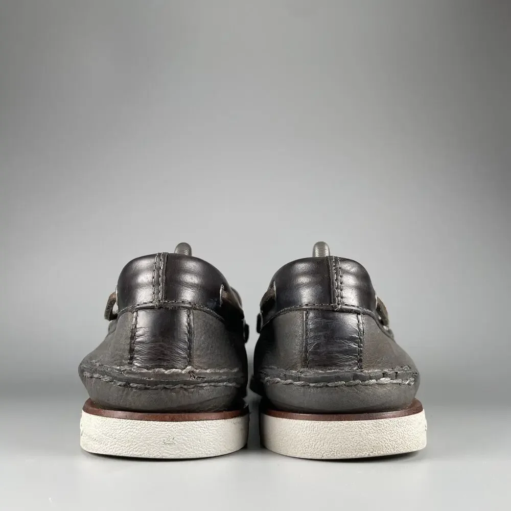 Sperry Gold Cup Men's Size 11 Gray Navy Leather 2 Eye Boat Shoes Casual Lace Up